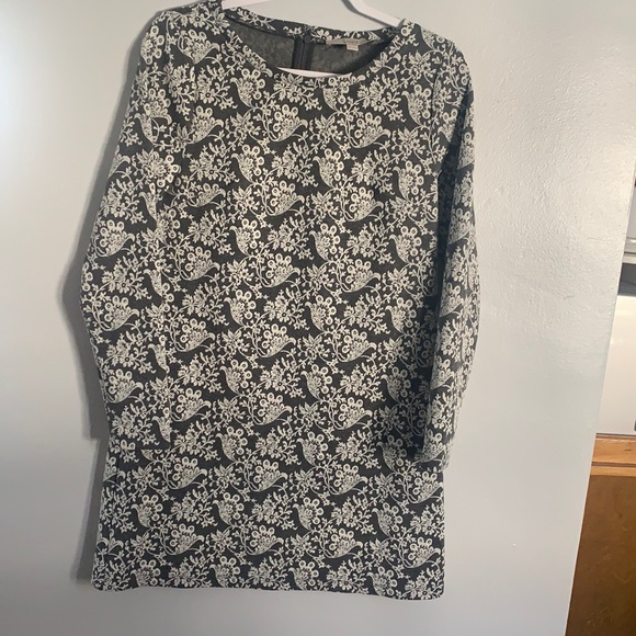 Loft Petite Small Gray & White Long Sleeve Dress - Picture 1 of 5